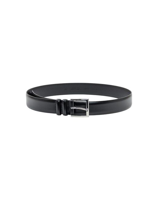 Orciani Black Solid Buckle Belt for men