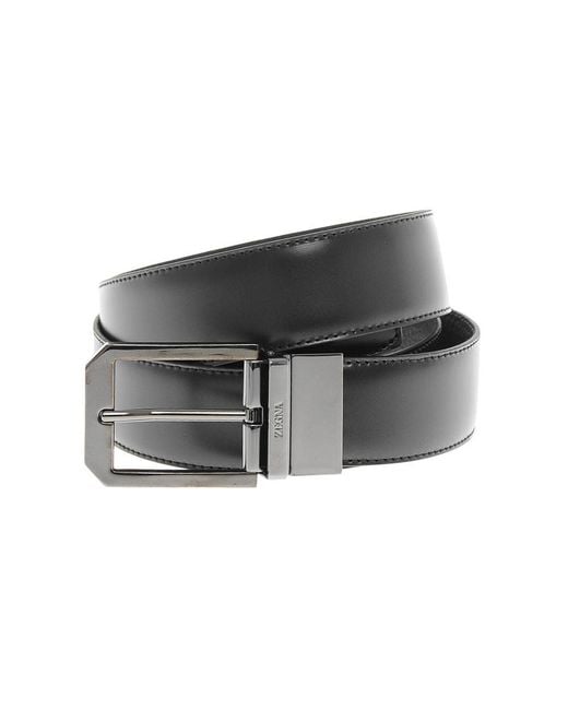 Zegna Gray Solid Formal Belt for men
