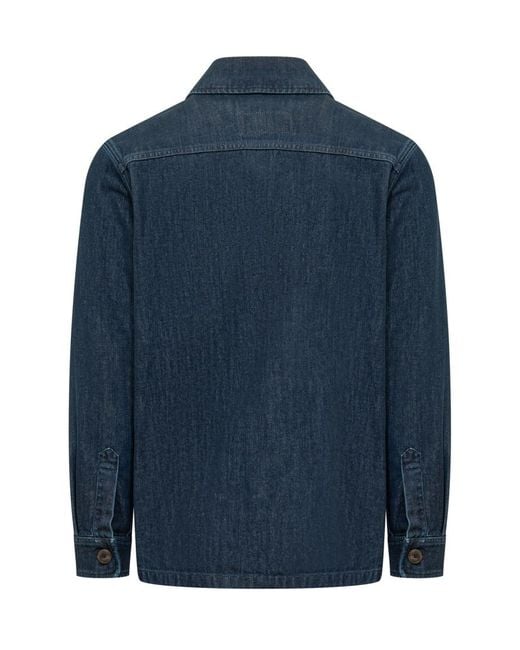 Fay Blue Solid Shirt Collar Jacket for men