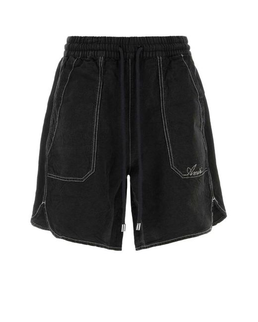 Amiri Black Drawstring Logo Shorts for men