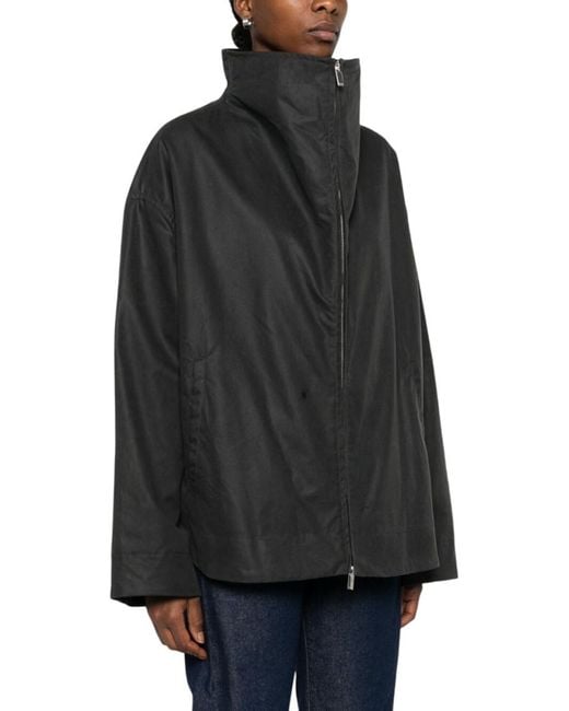 Totême Black Solid Zipped Jacket