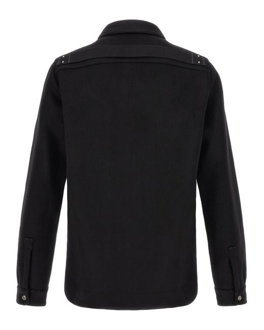 Rick Owens Black Solid Overshirt Jacket for men