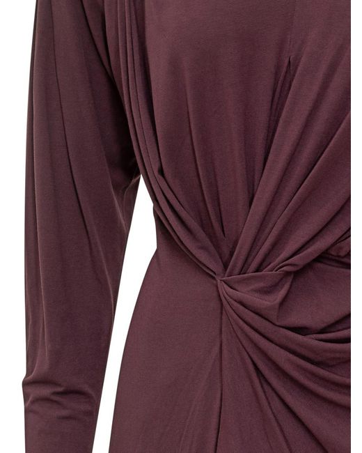 IRO Purple Solid V Neck Mini Dress