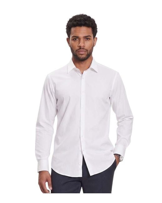 Boss White Regular Solid Shirts for men