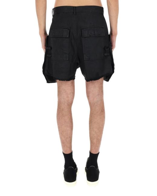 Rick Owens Black Solid Shorts for men