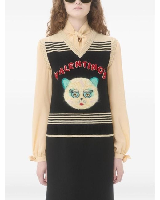 Valentino Garavani Black Le Chat De La Maison Wool Vest