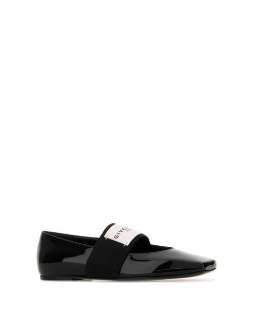 Givenchy Black Leather Squared Ballerinas