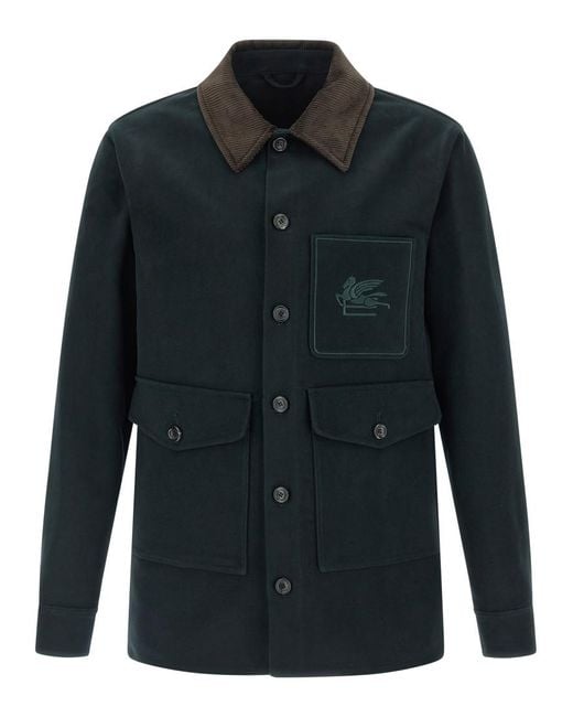 Etro Black Embroidered Jacket for men