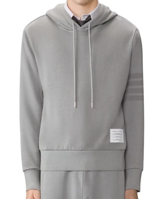 Thom Browne Gray Solid Hood Sweatshirt for men