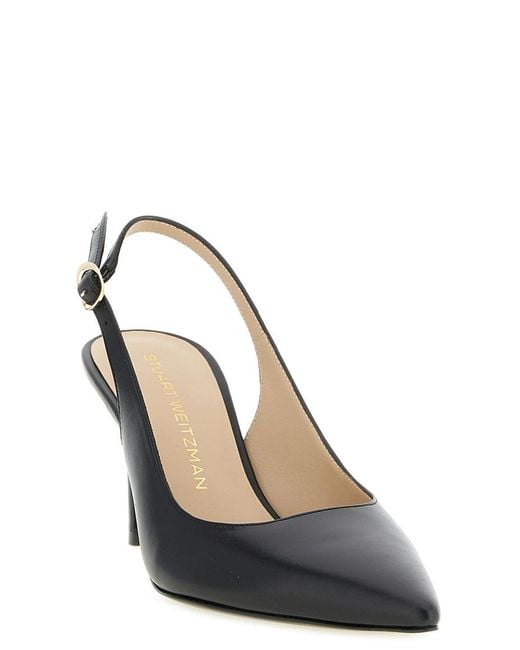 Stuart Weitzman Black Solid Pointed Toe Pumps