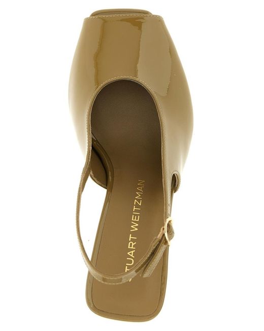 Stuart Weitzman Metallic Solid Open Square Toe Heels