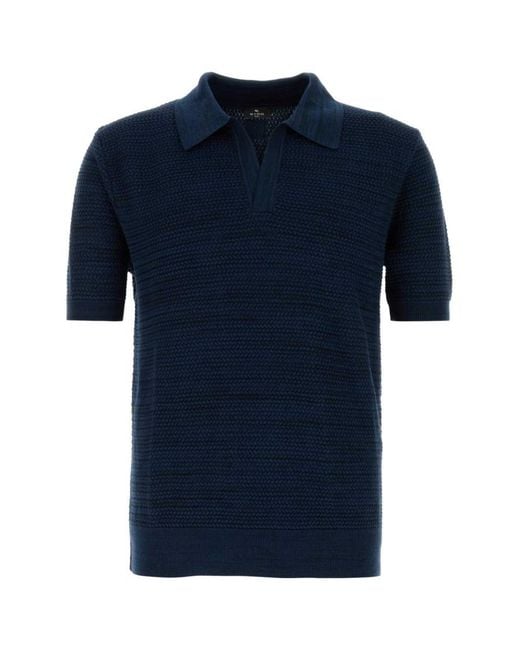 Etro Blue Braided Polo for men
