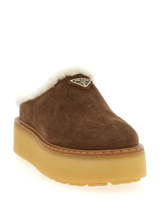 Prada Brown Logo Mules