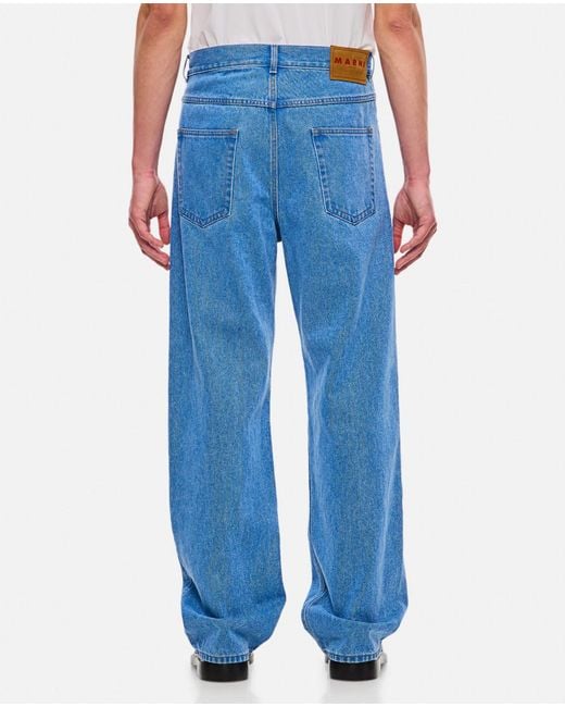 Marni Blue Loose-Fitting Five-Pocket Denim Trousers With Classic Closure for men