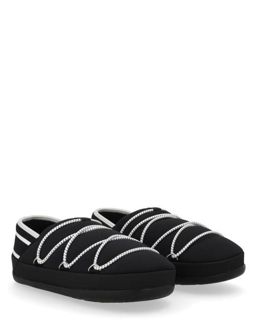 Moon Boot Black Logo Slippers