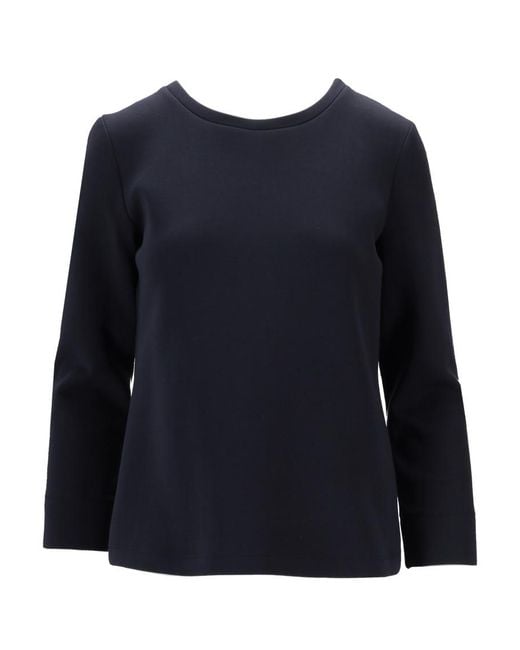 Max Mara Blue Solid Round Neck T-Shirt
