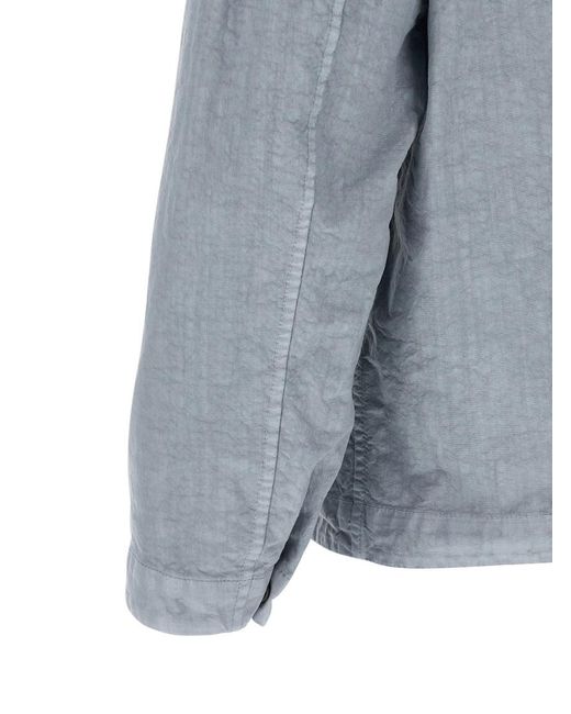 Stone Island Blue Solid Overshirt for men
