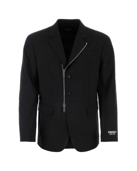 DSquared² Black Dsquared Stretch Wool Blazer for men