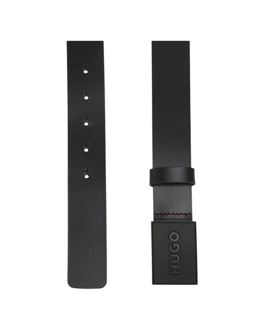HUGO Black Solid Belt for men