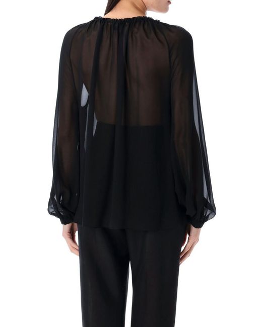 Tom Ford Black Silk Blouse With Drawstring