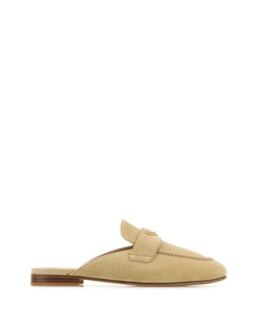 Prada Natural Suede Mules