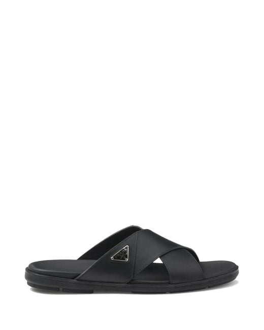 Prada Black Leather Sandals for men