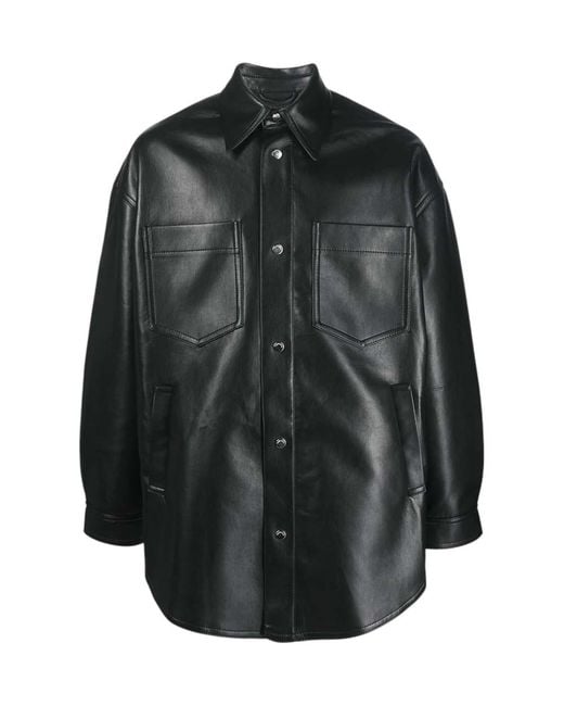 Nanushka Black Solid Overshirt for men