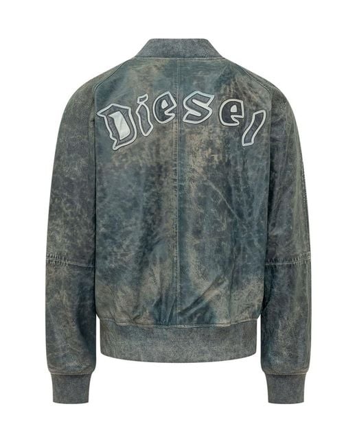 DIESEL Green Solid Band Collar Jacket for men