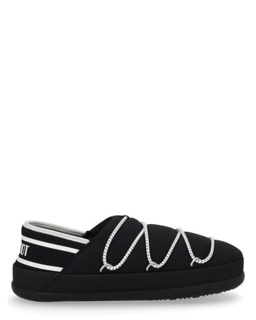Moon Boot Black Logo Slippers