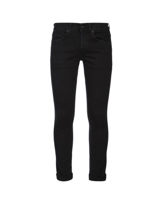 Dondup Black Solid Skinny Jeans for men