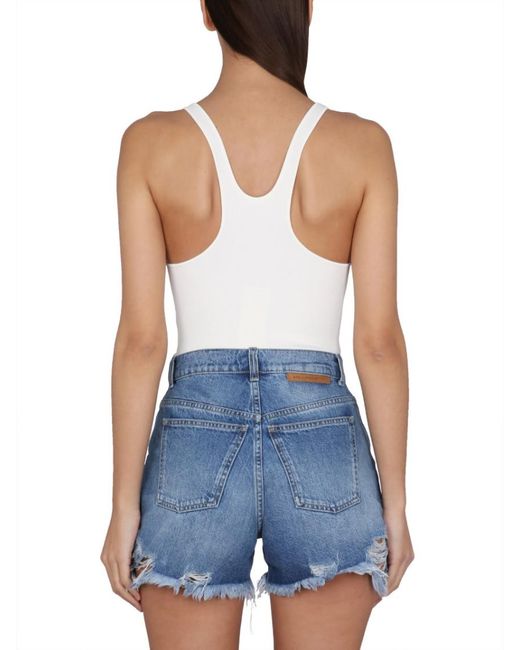 Stella McCartney Blue Solid Scoop Neck Top