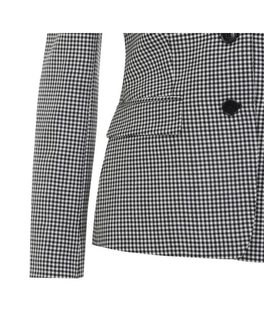 McQueen Gray Gingham Notched Lapel Blazer