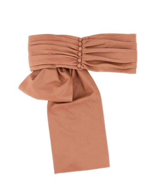 Chloé Brown Bow Solid Tie Belt