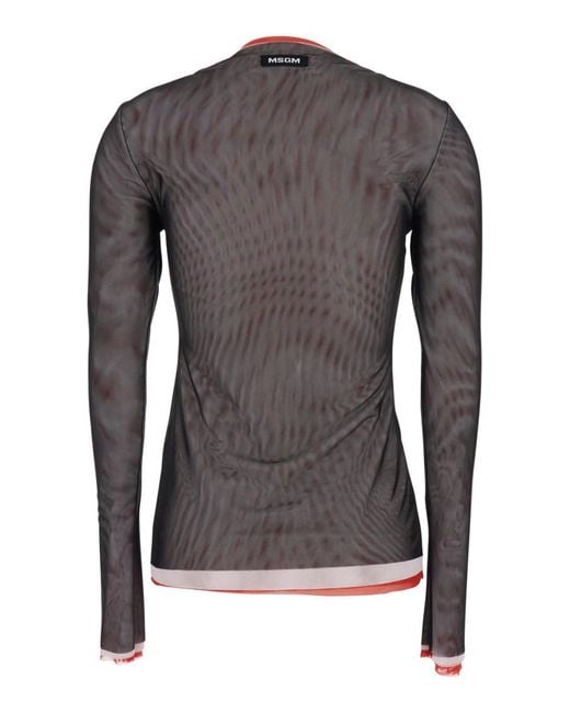 MSGM Gray Crew Neck Sweater