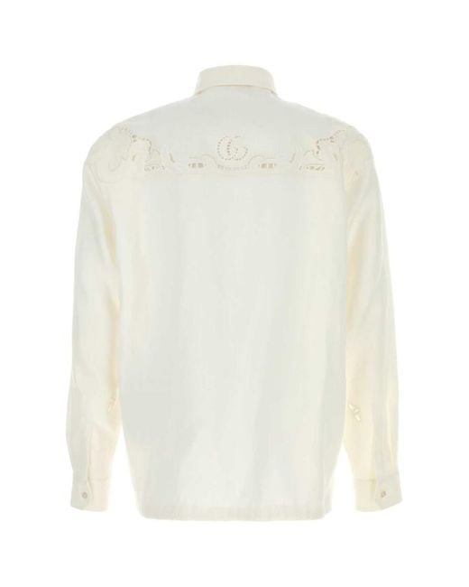 Gucci White Regular Solid Shirt for men