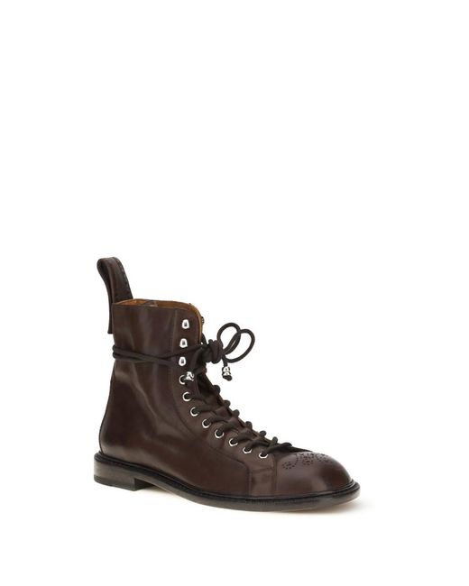 Versace Brown Leather Ankle Boots for men