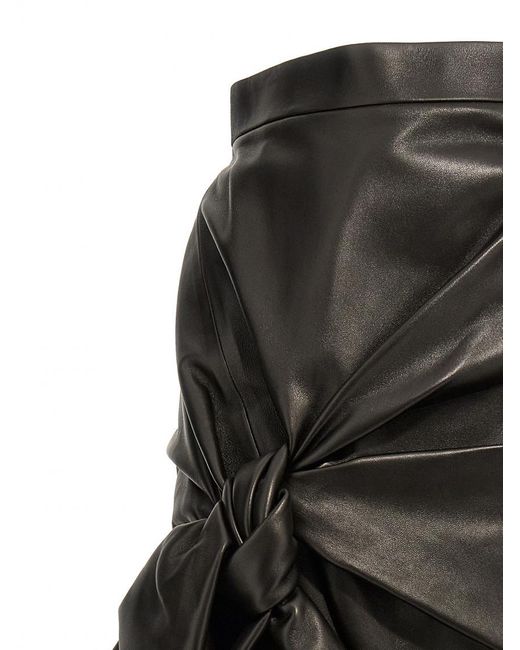 Alexander McQueen Black Leather Asymmetric Mini Skirt