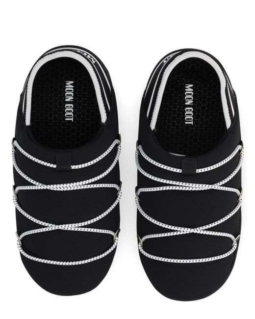 Moon Boot Black Logo Slippers