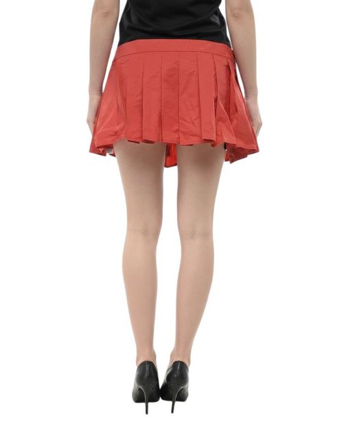 DSquared² Red Pleated Mini Skirt
