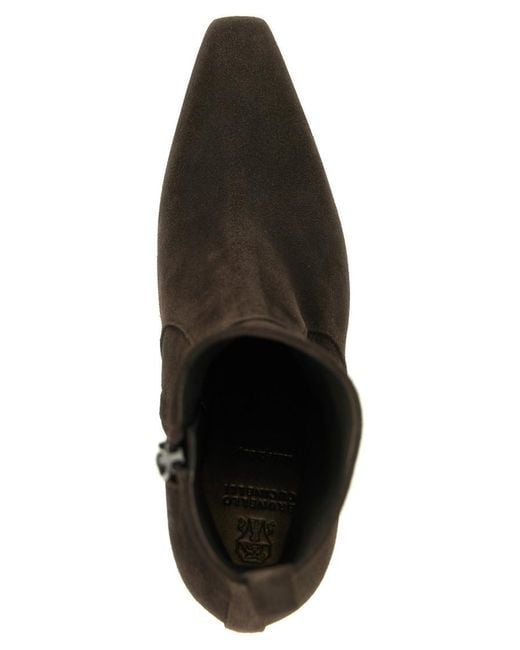 Brunello Cucinelli Black Solid Pointed Toe Boots