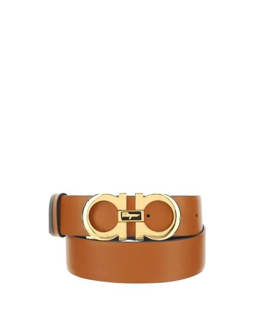 Ferragamo White Gancini Solid Reversible Belt