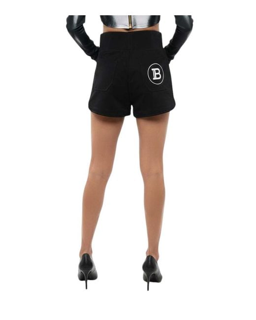 Balmain Black Logo Drawstring Shorts