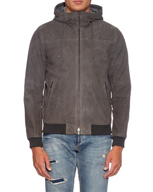 Suede hooded best sale jacket men's