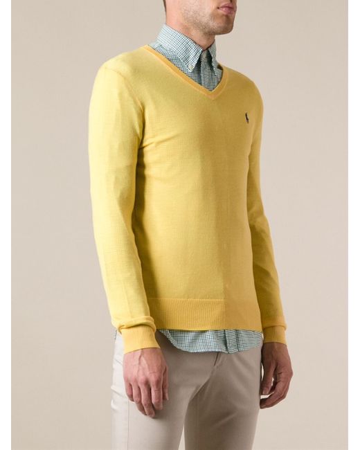 Mens yellow polo sweater hotsell