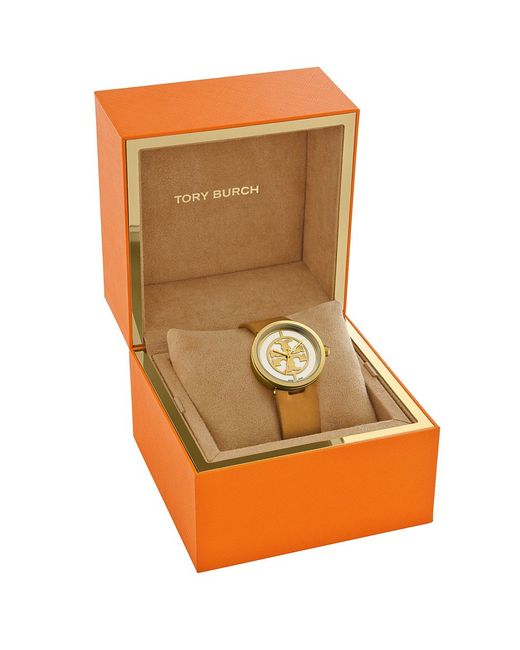 Tory Burch Reva Watch, Orange Leather/gold-tone, 28 Mm in  display picture 1