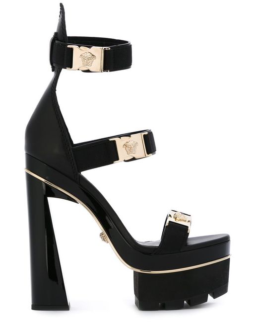 Versace 'medusa Tri-strap' Platform Sandals in Multicolor (BLACK) | Lyst