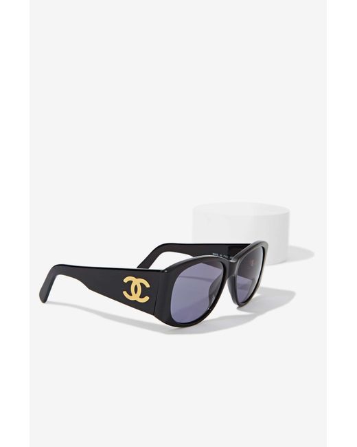 Nasty Gal Vintage Chanel Logo Sunglasses in Black | Lyst