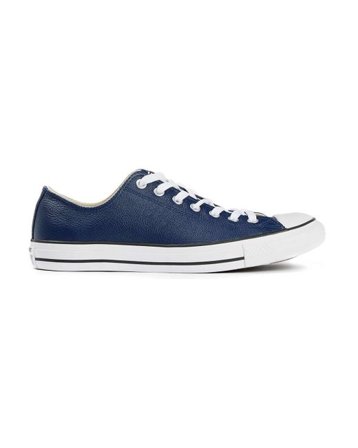 Topman Converse Navy Leather Sneakers in Blue for Men | Lyst
