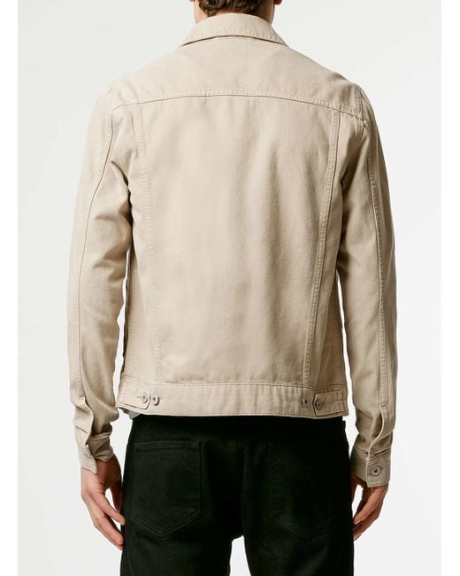 Topman Stone Denim Jacket in Beige for Men (Brown) Lyst
