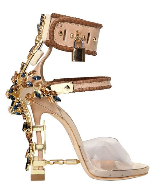 DSquared² Multicolor 110mm Jewelled Leather Elaphe Sandals